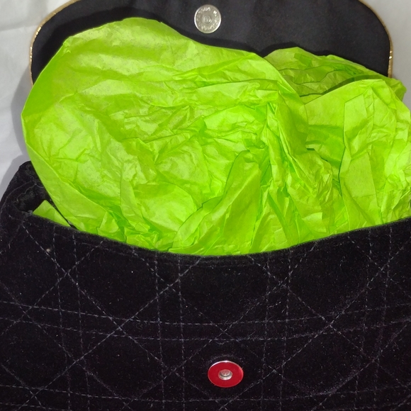 Christian Dior Midnight Black Quilted Gold Piping Clutch NWT - Picture 2 of 9